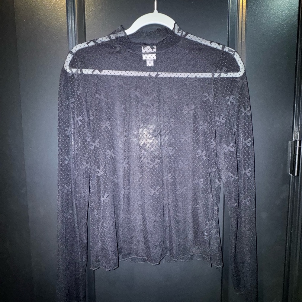 Maeve Black Sheer Lace Blouse